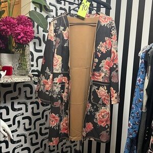 #90 Anthropology, Faux Velvet floral Cardigan